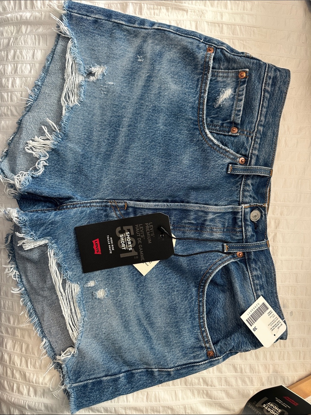 Levi's Women's 501 Light Blue Distressed Denim Cutoff Shorts